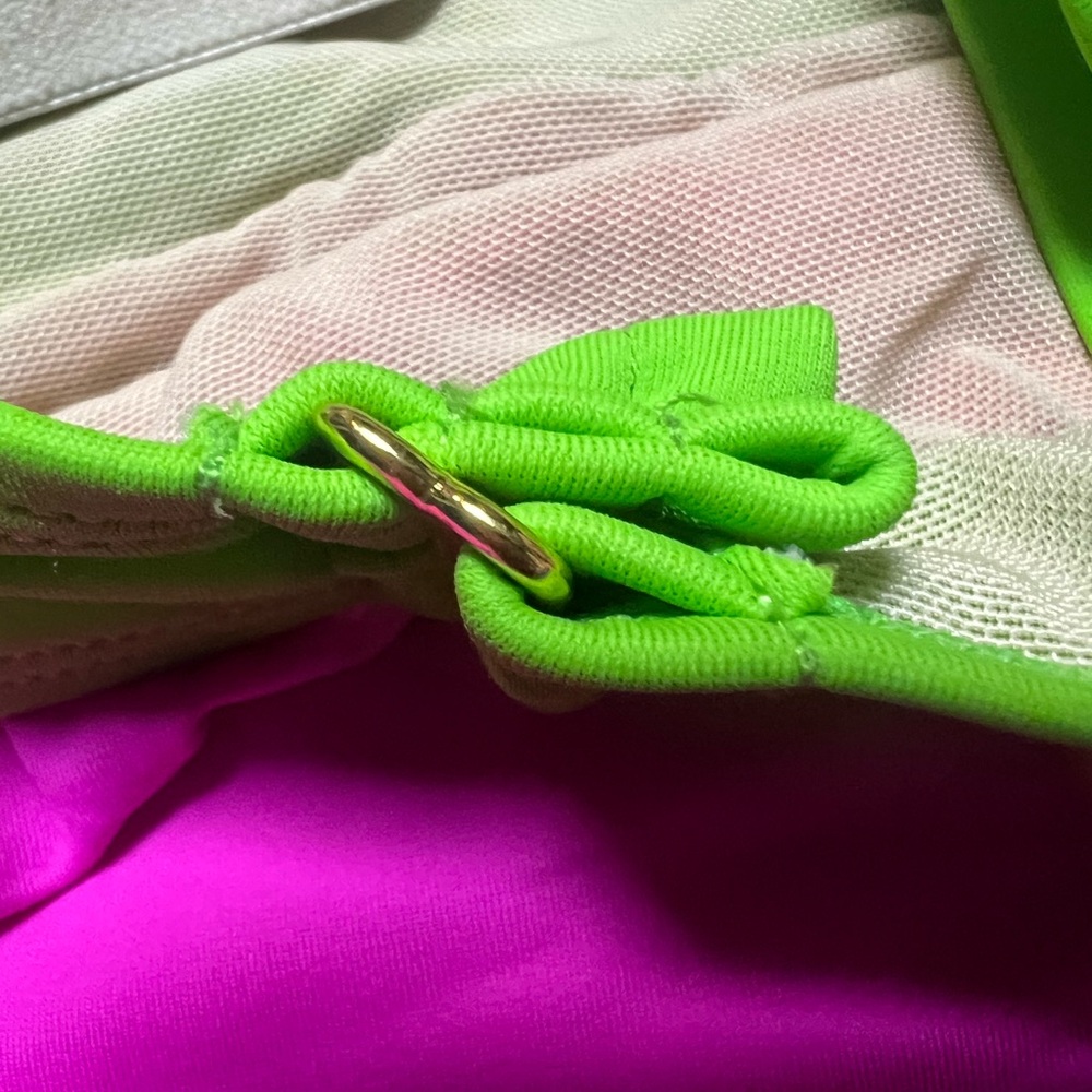 Swimsuits for All , size 12 lime hot pink and bright blue color block swimsuit - Picture 8 of 13